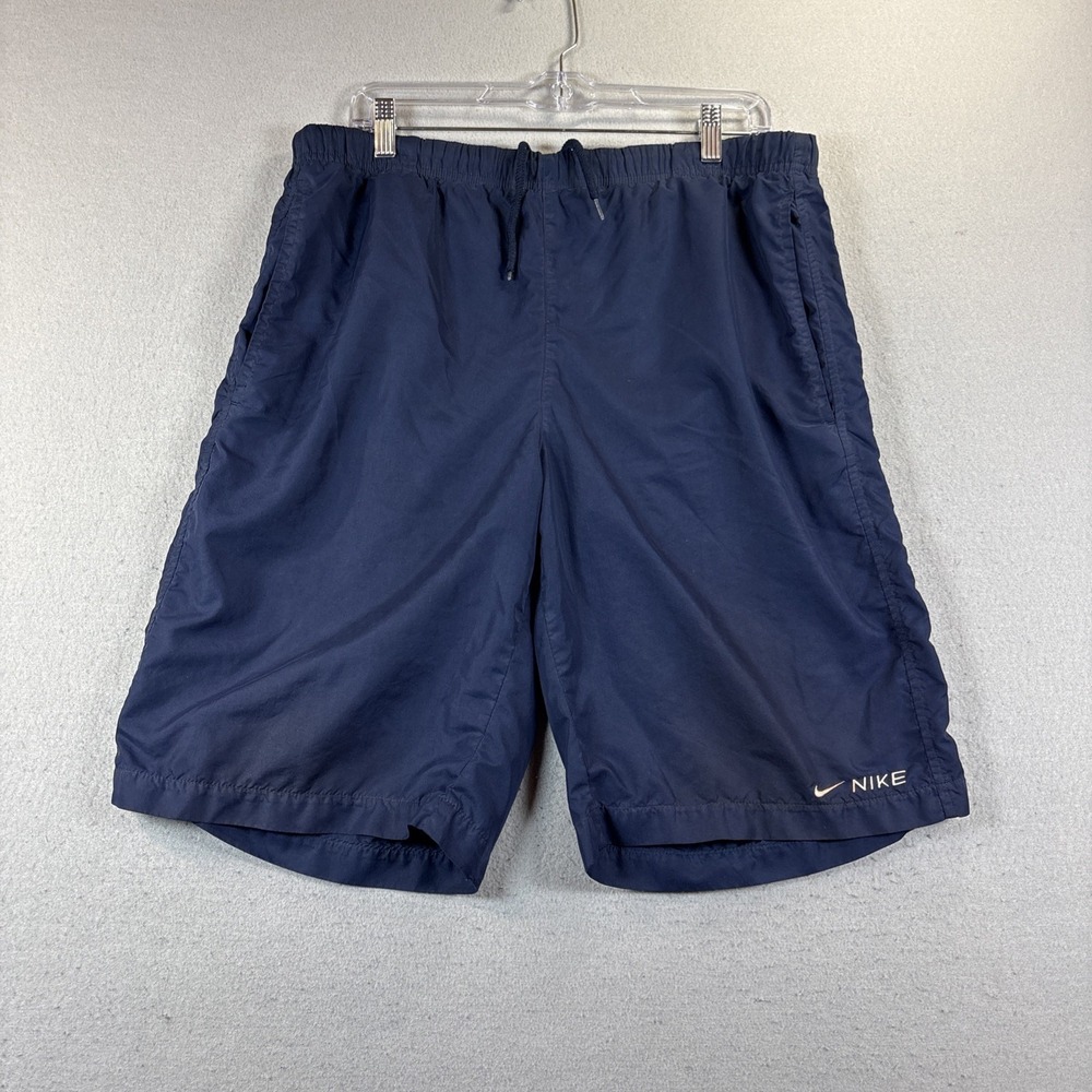 Nike Solid Woven Shorts Swim Trunks Brief Size Large 11' inseam Men Blue